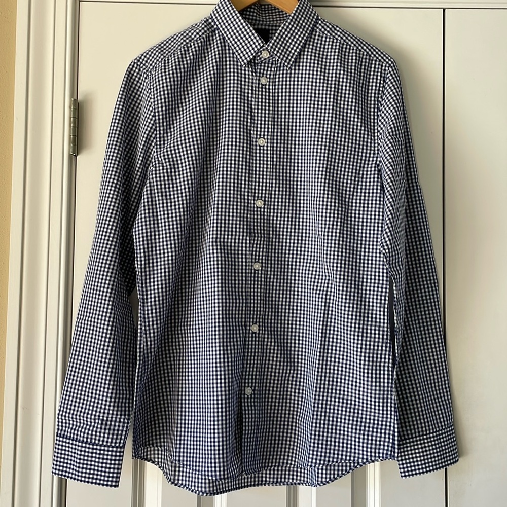 H&M Slim-Fit Blue and White Check Shirt